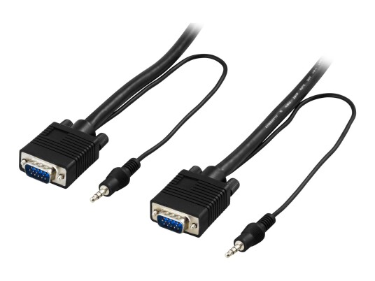 Deltaco RGB VGA-kabel 5m med 3.5mm Lydkontakt