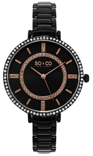 So & Co New York Dameklokke 5066.5 Studio Sort/Stål Ø38 mm