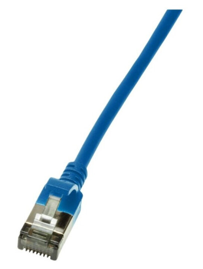Logilink Slimline Koblingskabel Rj-45 Hann Til Rj-45 Hann 1 M Sstp Pimf Cat 6A Med Støvel Halogenfri Formstøpt Uten Hindringer Blå Ral 5015