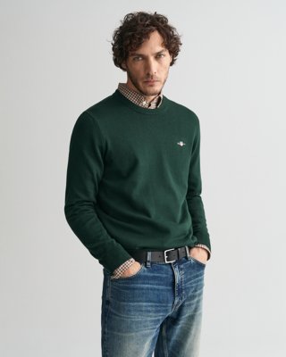 Klassisk bomullsgenser med rund hals TARTAN GREEN XL Klassisk bomullsgenser med rund hals TARTAN GREEN XL