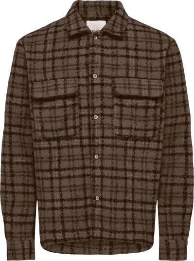 ONLY & SONS Onsluigi Ls Boucle Reg Overshirt   COFFEE BEAN   XXL