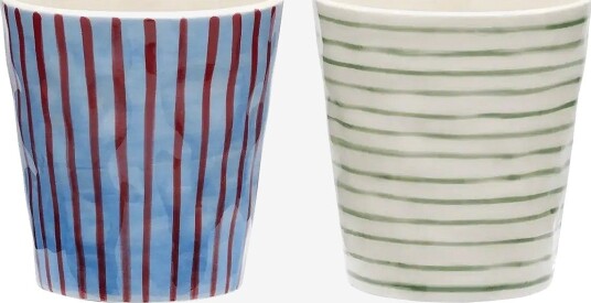 Anna + Nina Stripe Affair Coffee Cup Set Of 2   MULTICOLOR   ONZE SIZE