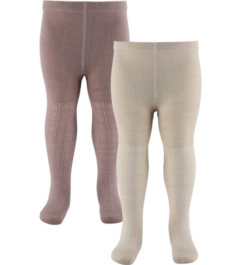 Wheat Strømpebukser Ull Karla 2 pack Dry Rose Wheat 86/92 Strømpebukser Beige Lilla 86 92