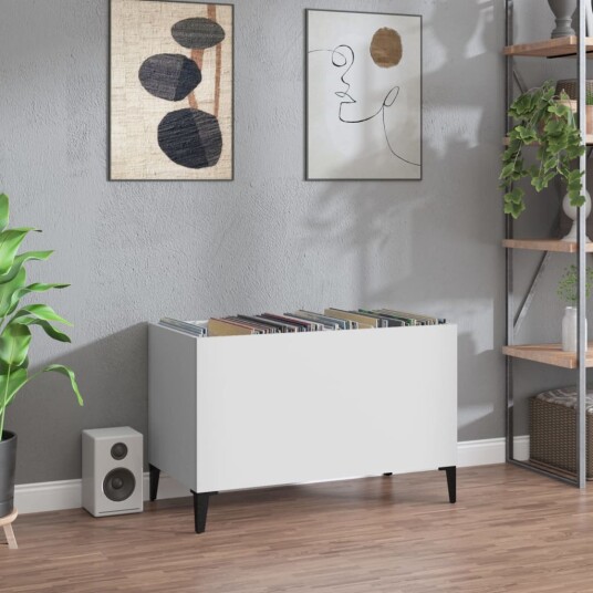 Hifi benk hvit 74,5x38x48 cm konstruert tre