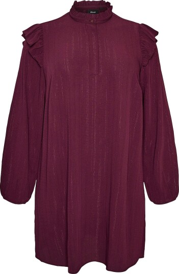 Zizzi   Kjole vAnni L/S Abk Glitter Dress   Rød