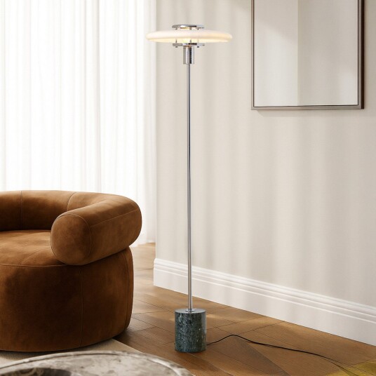 Lindby Branford gulvlampe marmor hvit/grønn retro   Stue 130 Hvit