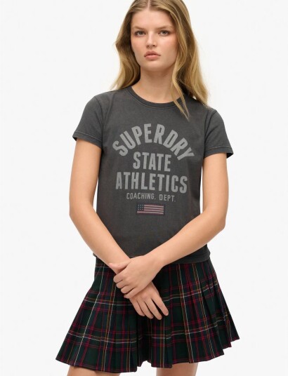 Superdry Ath Graphic Fitted Tee Grey 42 Superdry Ath Graphic Fitted Tee Grey 42