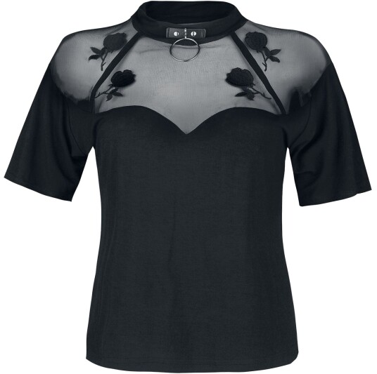 Jawbreaker Goth T-skjorte Rose Garden Mesh Top S til XXL Damer svart Jawbreaker Goth T-skjorte Rose Garden Mesh Top S til XXL Damer svart