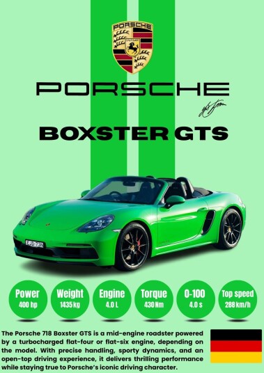 Plakat Porsche Boxster GTS Plakat Porsche Boxster GTS