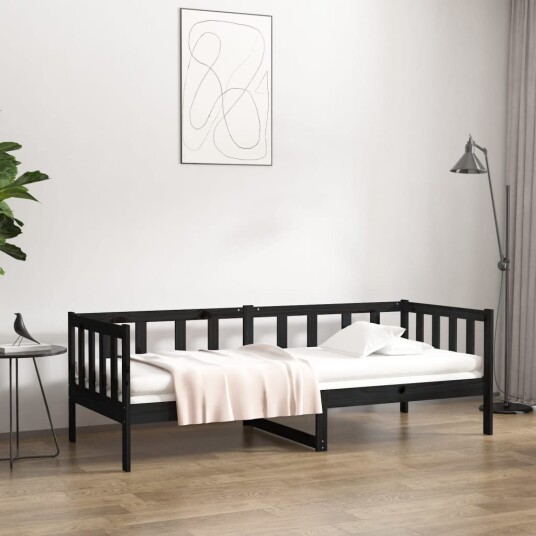 vidaXL Dagseng svart 90x190 cm heltre furu
