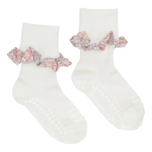 GoBabyGo Non-Slip Socks - Bamboo / Liberty - White - 17/19