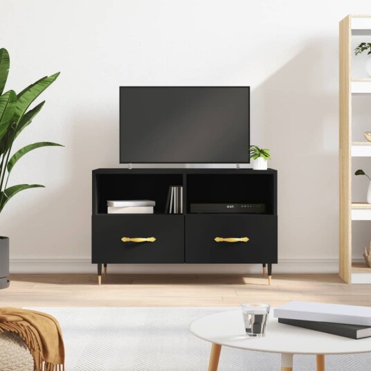 vidaXL TV-benk svart 80x36x50 cm konstruert tre