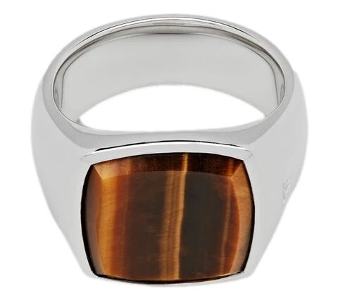Tom Wood Jewellery Cushion Tiger Eye Ring Sølv  male 58