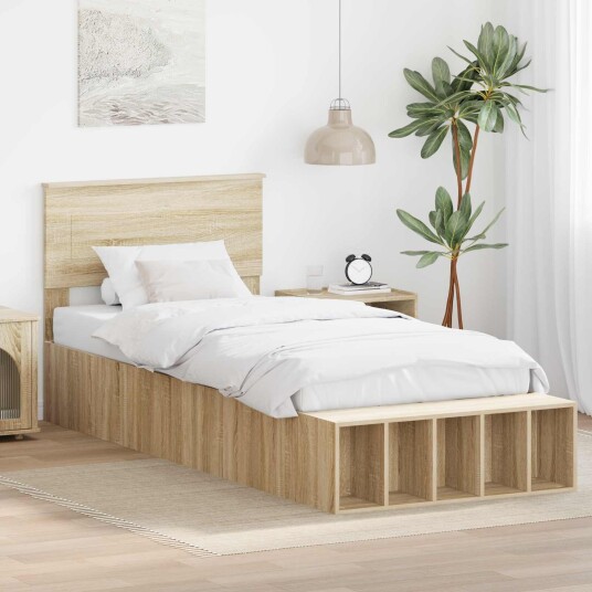 Sengestamme med hylle Sonoma eik 75 x 190 cm Konstruert tre