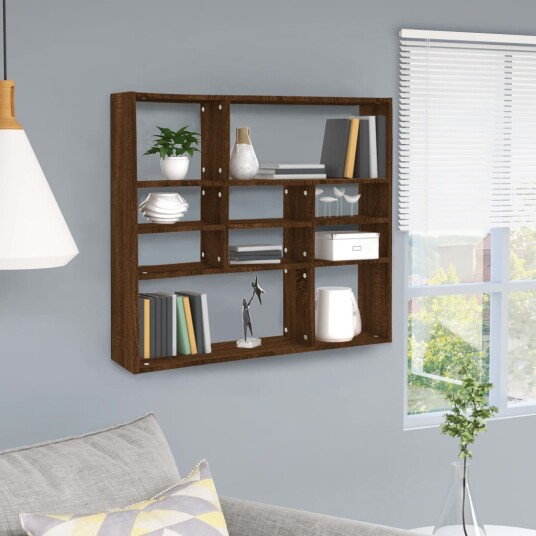 vidaXL Vegghylle brun eik 90x16x78 cm konstruert tre vidaXL Vegghylle brun eik 90x16x78 cm konstruert tre