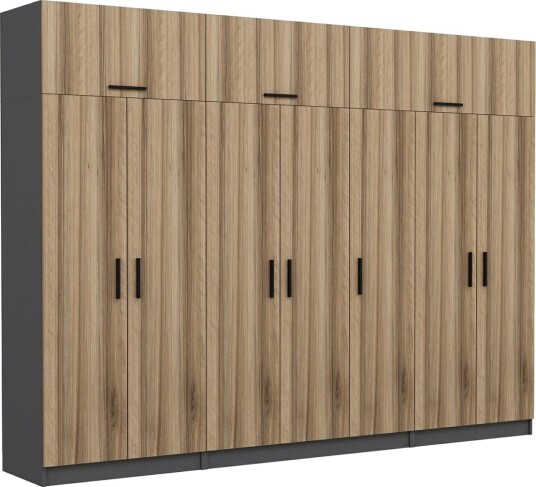 Fruitland Garderobe 315x235 cm - Valnøtt/Antrasitt