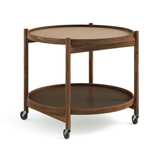 Brdr. Krüger Bølling Tray Table model 60 rullebord earth, oljet valnøttstativ