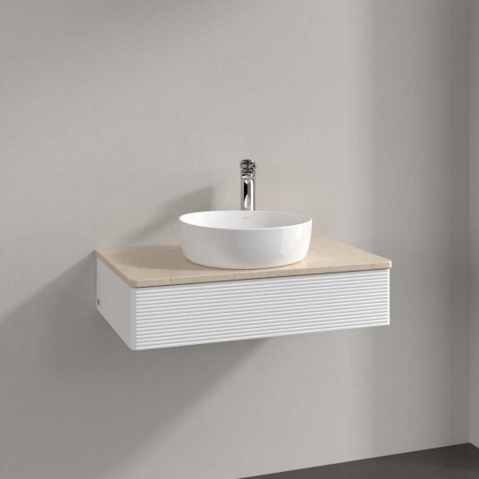Villeroy & Boch Antao Servantskap med 1 skuff 80x50x19 cm u/lys Hvit Matt/Crème Villeroy & Boch Antao Servantskap med 1 skuff 80x50x19 cm u/lys Hvit Matt/Crème