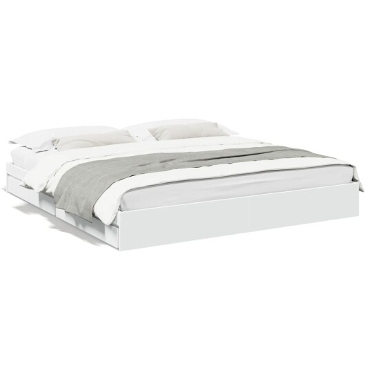  Sengeramme med skuffer hvit 180x200 cm konstruert tre 8721102622892