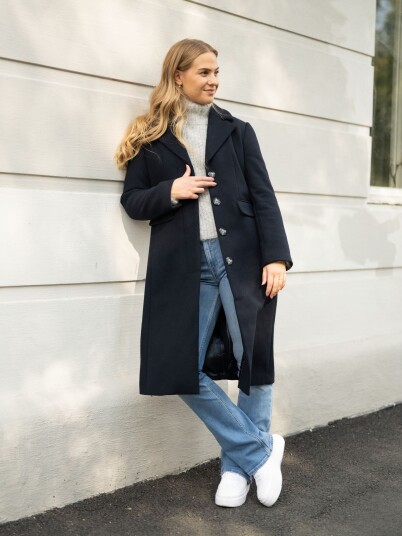 Y.A.S Lima Long Sleeve Coat Blå M