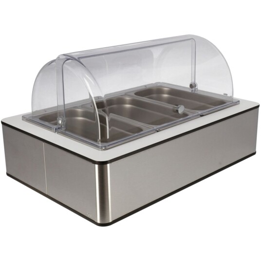 VEGA Buffetsystem komplett Fundale hvit 10 cm rustfritt stål 3 x GN 1/3; Størrelse GN 1/1, 57x36.5x27.4 cm (LxBxH); Valnøtt/Transparent/Stålgrå; Rektangulær
