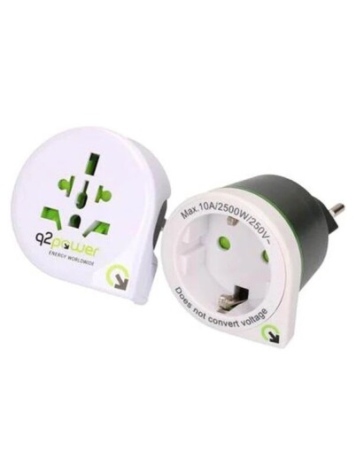 Q2power Kombo World To Europe & Switzerland + Italy Brazil Travel Adapter