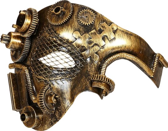 Half Face Steampunk Gullfarget Maske