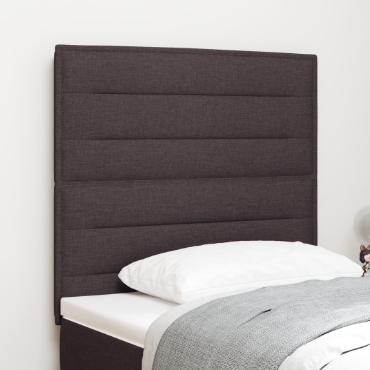 LED Sengegavl Linjer Design Mørk Brun 80 cm Stoff