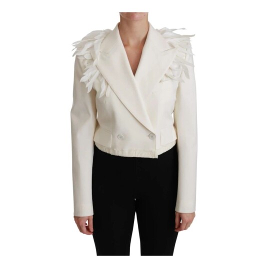 Dolce & Gabbana White Double Breasted Coat Wool Jacket Hvit XS