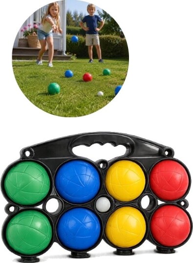 Boccia Kulespill I Plast Med Oppbevaringsveske 8 Fargerike Kuler
