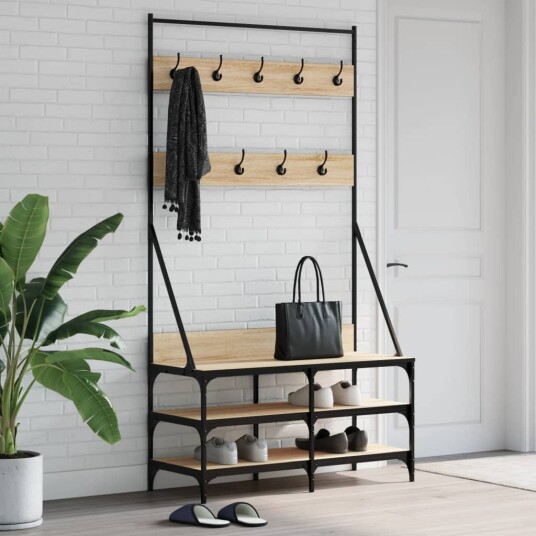 Klesstativ med skooppbevaring sonoma eik 100x40x184 cm 8721012196308