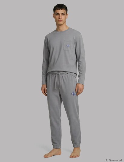 Calvin Klein Monogram L/S Jogger Set Grey S
