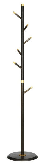 Klesstativ med 6 kroker klesstativ stående klesstativ for gang metall valnøtt 36x36x180cm
