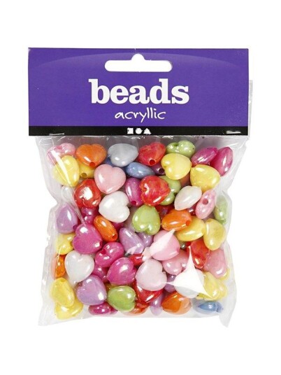 Creativ Company Plastic Beads Heart 125ml Creativ Company Plastic Beads Heart 125ml