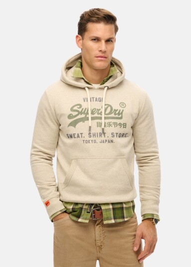 Superdry Vl Heritage Relaxed Hood Pelican Beige Marl 2xl Hoodies