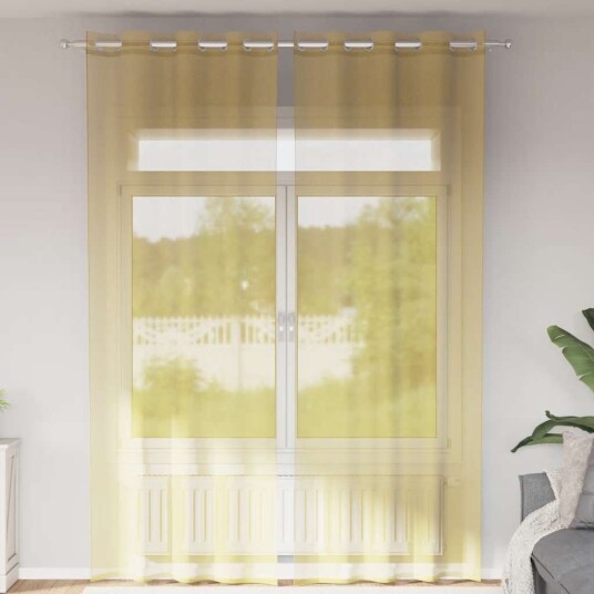 Voilegardiner med grommets 2 stk gul 8721158551528