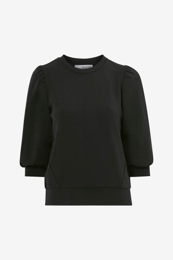 Selected Femme Collegegenser slfTenny 3/4 Sweat Top Svart Selected Femme Collegegenser slfTenny 3/4 Sweat Top Svart
