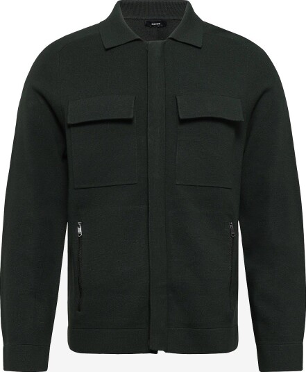 Reiss Fleetwood Ls Concealed Placket Milano Jacket DARK GREEN L