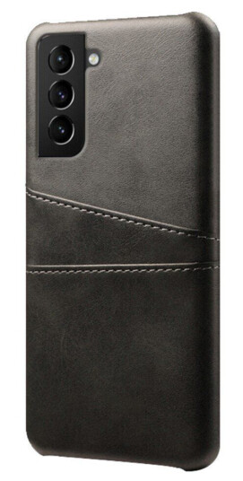 INCOVER Samsung Galaxy S22 Kunstskinn Bakdeksel Med Kortlommer - Black