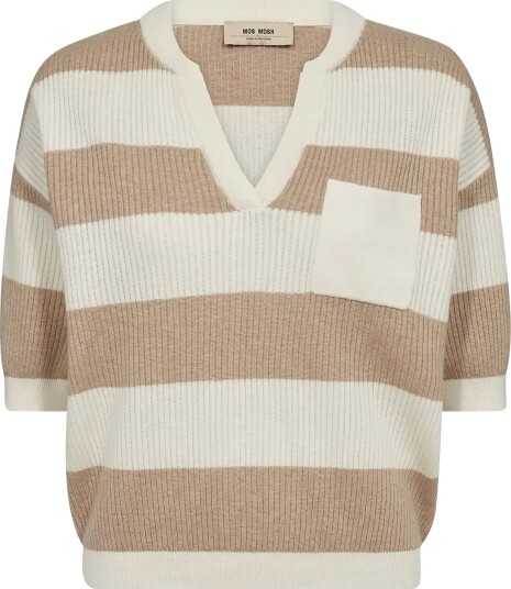 MOS MOSH Mmpinna Stripe Ss Knit Beige S MOS MOSH Mmpinna Stripe Ss Knit Beige S