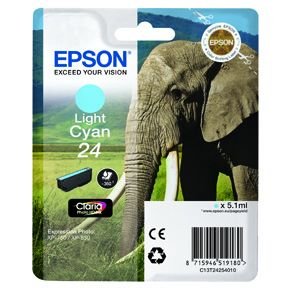 Epson 24 T2425 LC blekkpatron - C13T24254012 Original - Lys Cyan 4,5 ml