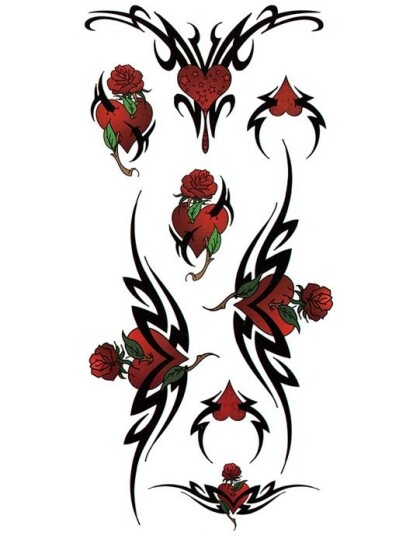 Pierced Hearts 8 stk Tatoveringer Fake Tattoo