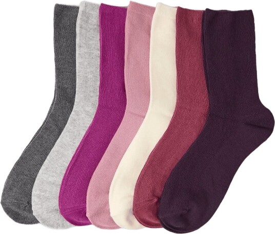 Lindex 7 Pack High Ankle Socks DARK LILAC 36/38