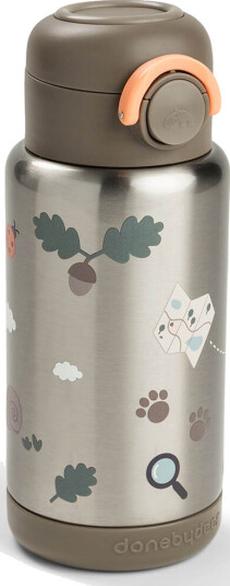 Done By Deer Insulated Straw Bottle Tiny Trails Sand 340 Ml Silver