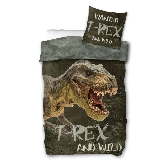 Licens Dino sengetøy 140x200 cm Sengetøy med vill Trex 2 i 1 design 100% bomull Licens Dino sengetøy 140x200 cm Sengetøy med vill Trex 2 i 1 design 100% bomull