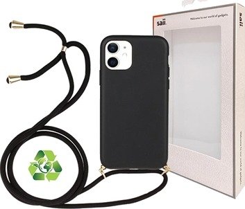 Saii Eco Line iPhone 12 Mini Biologisk Nedbrytbart Deksel med Stropp - Svart