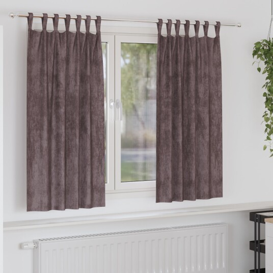  Gardin med gardiner 2 pcs Brun 175 x 140 cm Fløyel