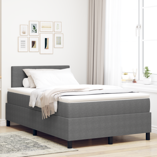 Box Spring Seng med Madrass & LED Lys Lys Grå 120x200 cm Corduroy Stoff