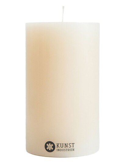 Kunstindustrien Coloured Handcrafted Pillar Candle - White - 8.5CM X 15CM