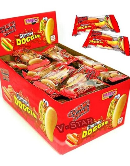 60 stk Gummi Zone Vingummi MINI Glutenfri Hot Dog Hel Eske